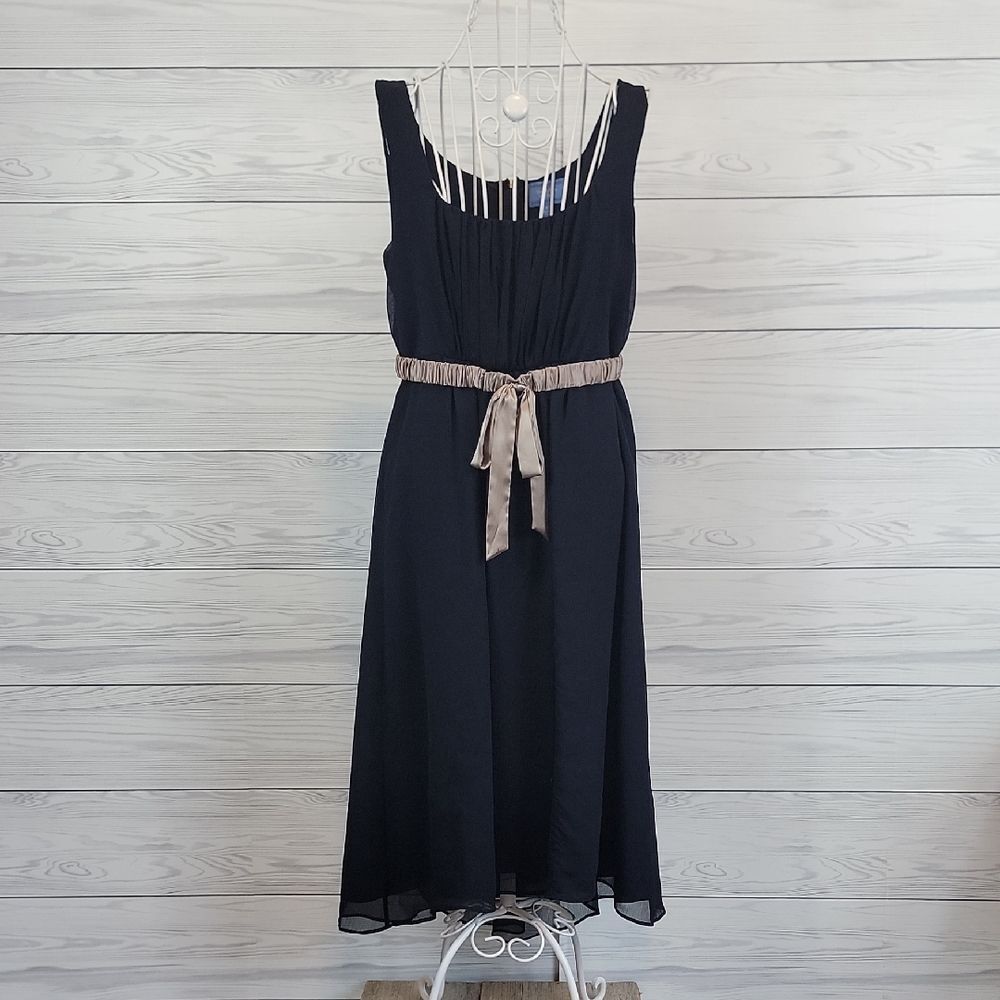Vera Wang Black Sleeveless Semi-Formal Midi Dress Womens Size 6